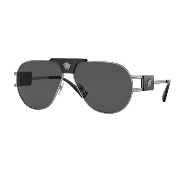 VERSACE aviator pilot men's sunglasses  - Black/Silver  63mm Model 2252 (Used) - Picture 1 of 9